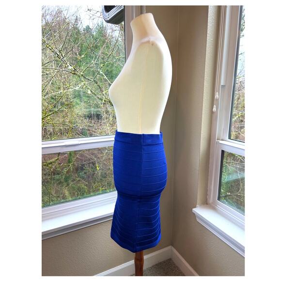 Vintage Skirt Cache 80s 90s Bright Blue Knit Pencil Regal size Small NWT - Picture 2 of 6